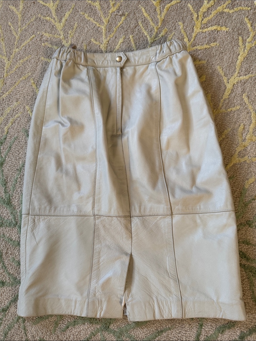 Braefair 90s vintage Classic cream Leather Pencil Skirt 8